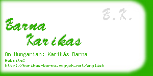 barna karikas business card